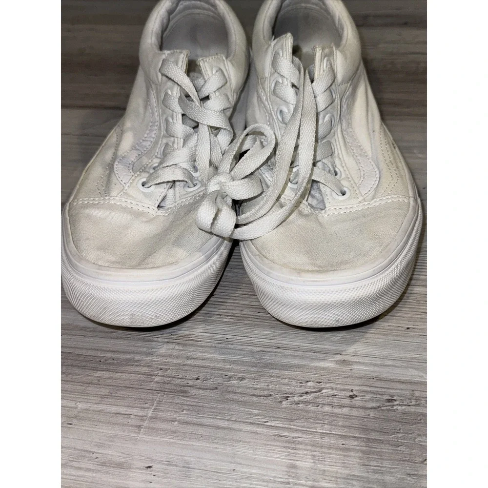 Vans Shoes Womens 7.5 Mens 6 Old Skool Sneakers White Canvas Lace Up‎ Low 508731